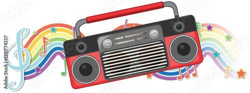 Retro Radio with Musical Notes