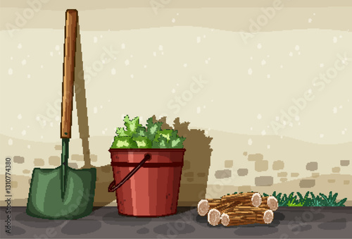 Gardening Tools and Fresh Harvest