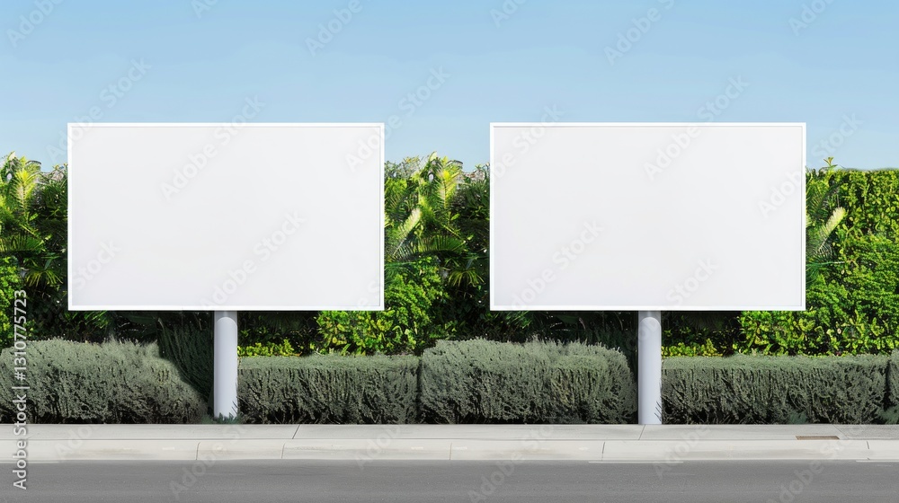 Outdoor Ad Space: Blank Billboard Ready for Graphic: A massive blank billboard on a busy street corner, perfect for an ad to grab attention. Outdoor Ad Space: Blank Billboard Ready for Graphic: A massive blank billboard on a busy street corner, perfect for an ad to grab attention.