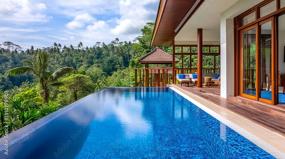 Fototapeta premium Luxury Infinity Pool Villa, Tropical View - Luxury Travel