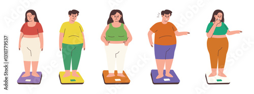 Obese People Measure Their Weight Using Body Scale