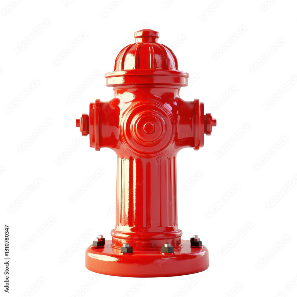 Bright Red Fire Hydrant in Urban Environment with Detailed Design Bright Red Fire Hydrant in Urban Environment with Detailed Design