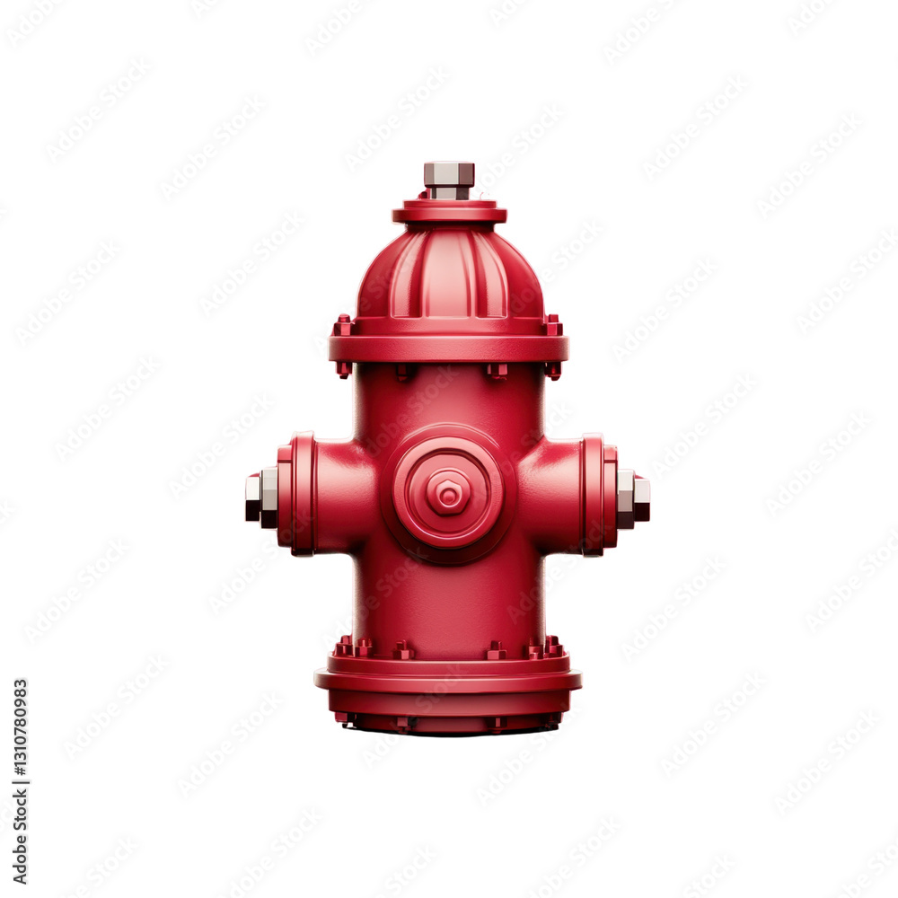 Bright Red Fire Hydrant Isolated on White Background with Details Bright Red Fire Hydrant Isolated on White Background with Details