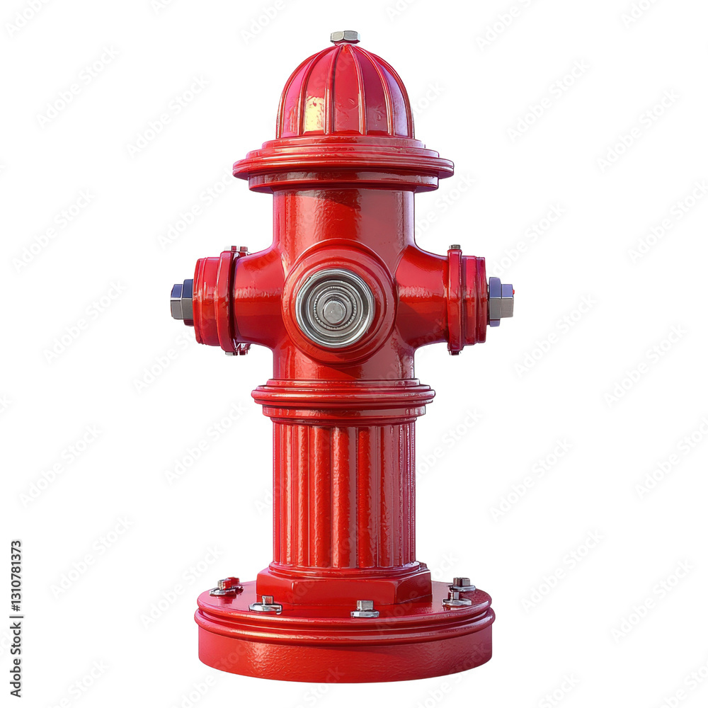 Bright Red Fire Hydrant on Urban Streetside with Visible Details Bright Red Fire Hydrant on Urban Streetside with Visible Details
