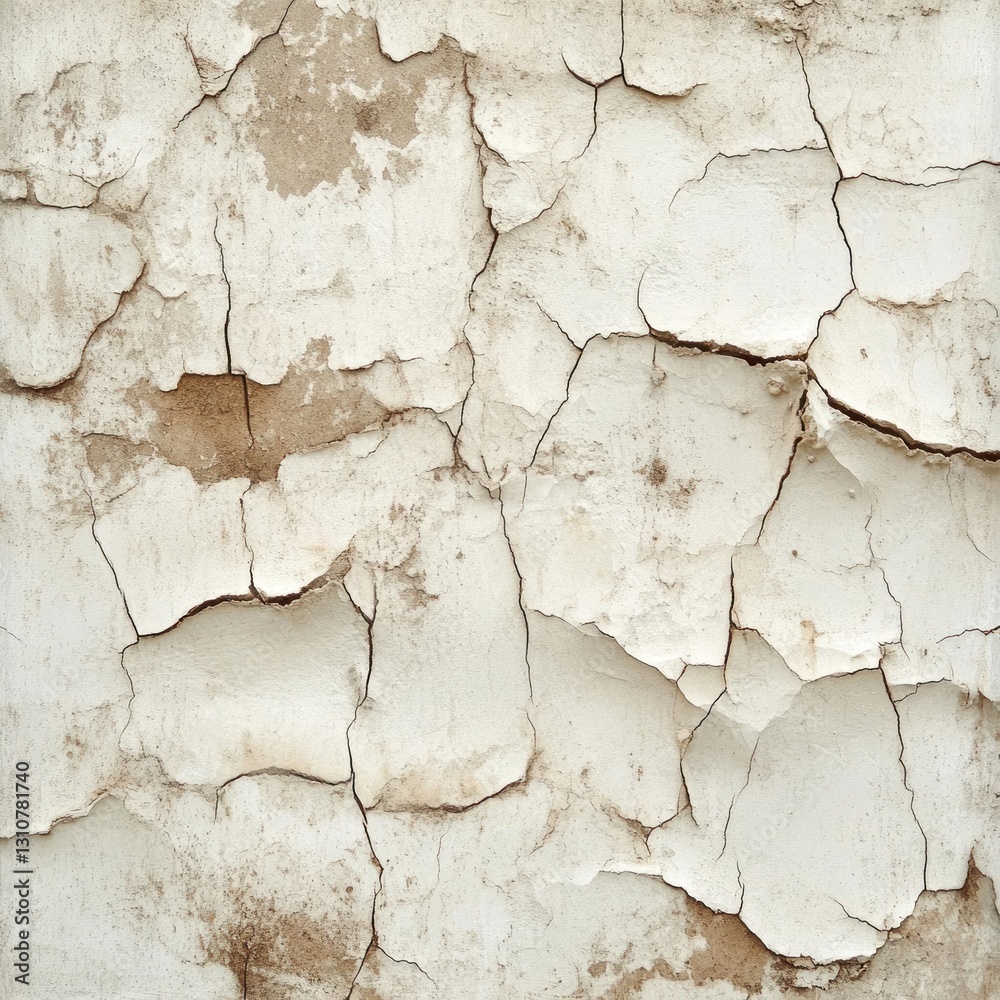 Obraz premium Cracked, weathered, off-white paint texture.