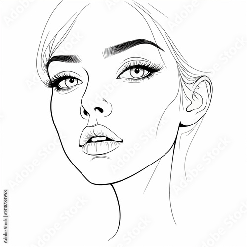 Elegant woman portrait with long lashes and bold brows