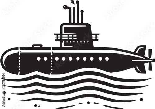 black Submarine vector illustration, black Submarine silhouette vector, Submarine logo vector, Submarine silhouette vector black and white