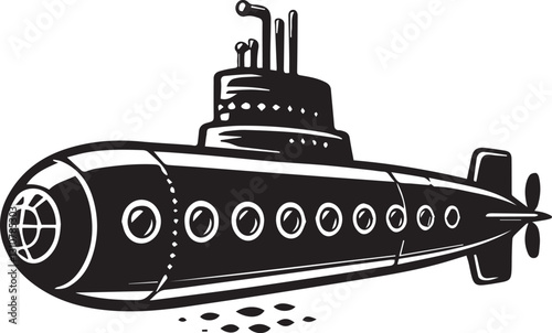 black Submarine vector illustration, black Submarine silhouette vector, Submarine logo vector, Submarine silhouette vector black and white