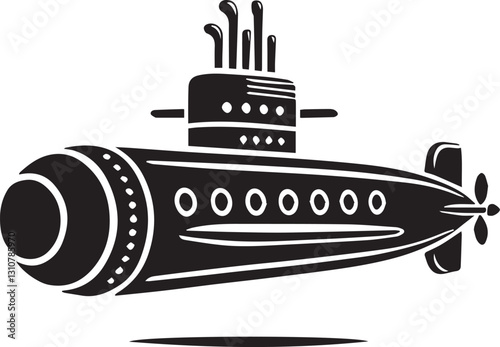 black Submarine vector illustration, black Submarine silhouette vector, Submarine logo vector, Submarine silhouette vector black and white