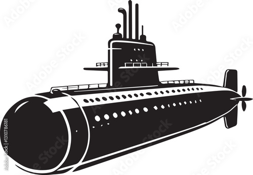 black Submarine vector illustration, black Submarine silhouette vector, Submarine logo vector, Submarine silhouette vector black and white