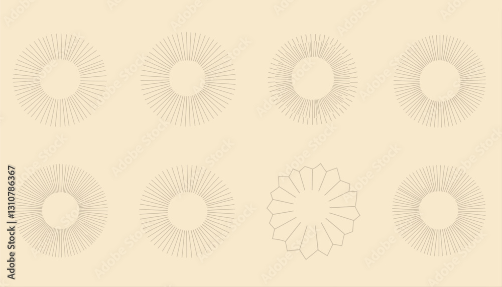 Geometric sunburst pattern variations on beige