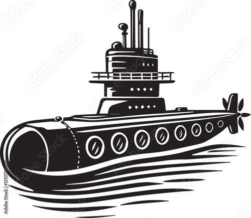 black Submarine vector illustration, black Submarine silhouette vector, Submarine logo vector, Submarine silhouette vector black and white