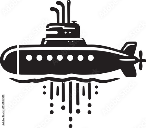 black Submarine vector illustration, black Submarine silhouette vector, Submarine logo vector, Submarine silhouette vector black and white