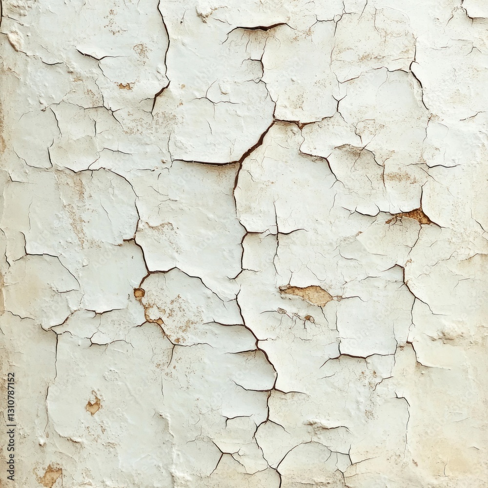 Obraz premium Cracked white paint texture on aged surface.