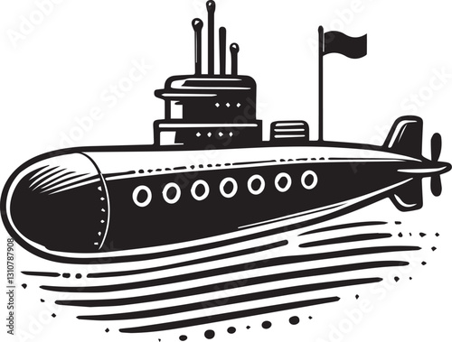 black Submarine vector illustration, black Submarine silhouette vector, Submarine logo vector, Submarine silhouette vector black and white