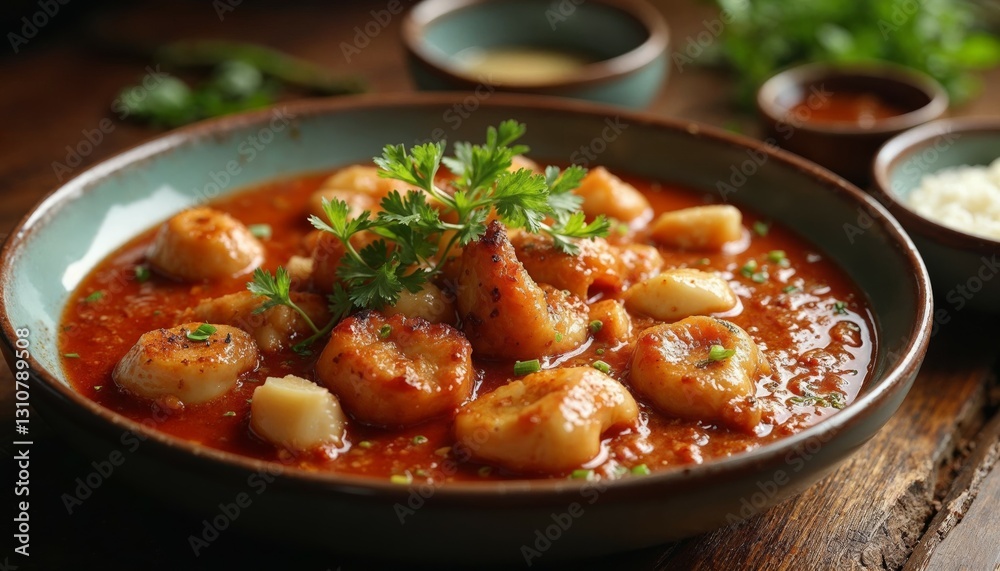 Authentic and Flavorful Seafood Stew Presentation with Fresh Parsley Garnish Authentic and Flavorful Seafood Stew Presentation with Fresh Parsley Garnish