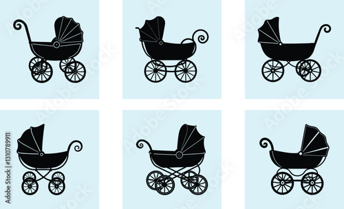 Baby Carriage Silhouette vector