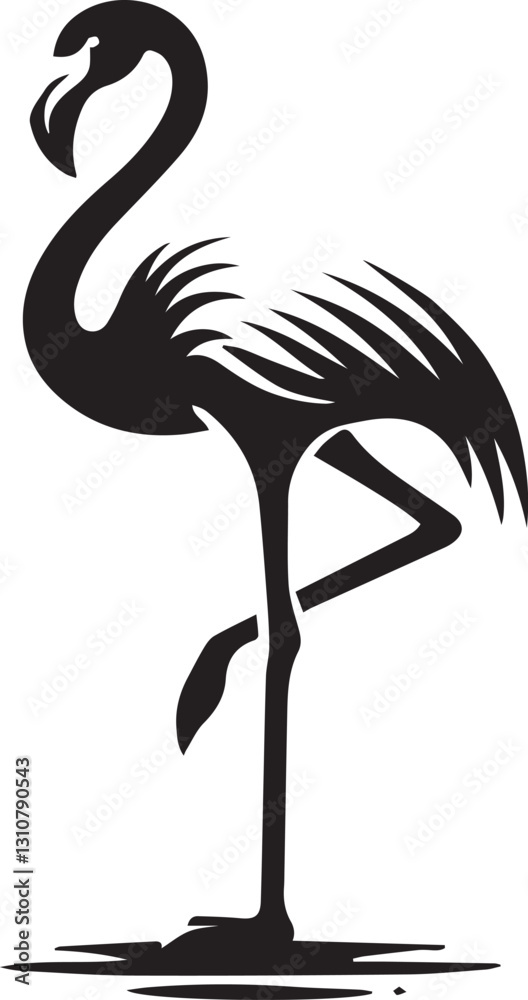 Obraz premium vector illustration of a flamingo, black flamingo silhouette vector, flamingo logo vector, flamingo silhouette vector black and white