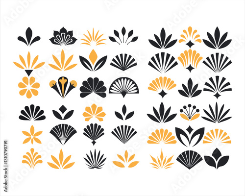 Elegant Art Deco Motifs & Floral Silhouettes – Vintage Geometric Vector Designs