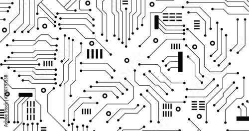 Circuit board technology background with hi-tech digital data connection system and computer electronic design. Vector illustration.