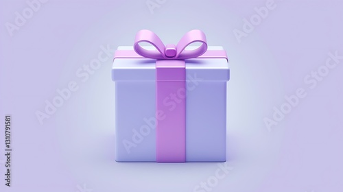 Minimalistic icon of a gift box, sleek lines, elegant in light violet.