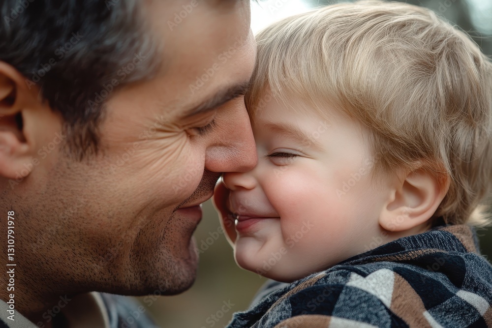 Father and toddler sharing joyful moment outdoors Father and toddler sharing joyful moment outdoors