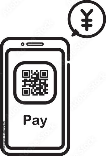 スマホで QRコード電子決済をするイラスト