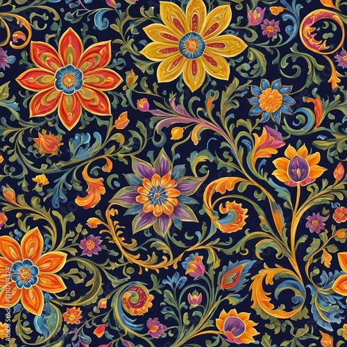 Wallpaper Mural Ornate Floral Seamless Pattern Torontodigital.ca