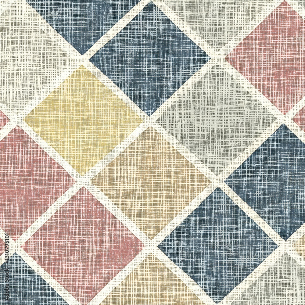 Fototapeta premium Ethnic Geometric Textile Seamless Diamond Pattern in Soft Colors
