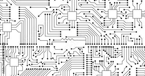 Circuit technology background with hi-tech digital data connection system and computer electronic design. Vector eps file