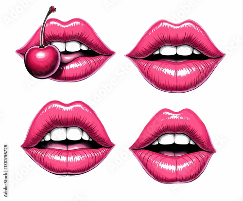 Pop Art: Luscious Lips with Cherry Graphic Element