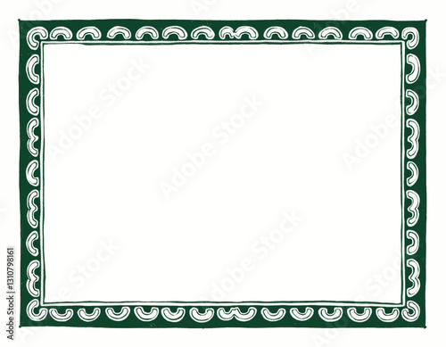 Rectangular frame in emerald green with repeating macaroni shapes