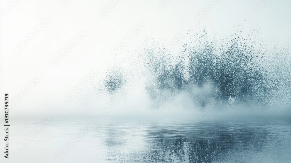 Misty trees reflected in calm water, ethereal, dreamlike scene. Ideal for websites, blogs, or designs needing serene, peaceful mood. Misty trees reflected in calm water, ethereal, dreamlike scene. Ideal for websites, blogs, or designs needing serene, peaceful mood.