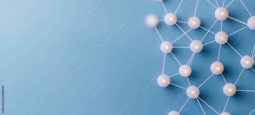 network of interconnected white spheres on blue background symbolizes connection and technology network of interconnected white spheres on blue background symbolizes connection and technology
