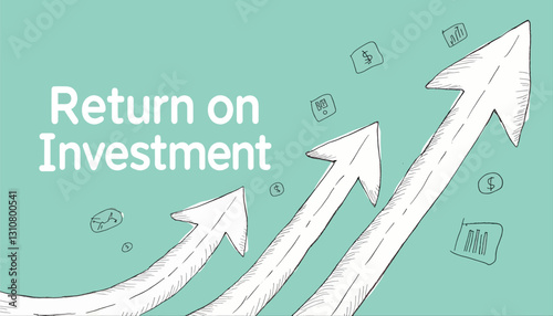 Return on Investment Arrow Chart on Teal