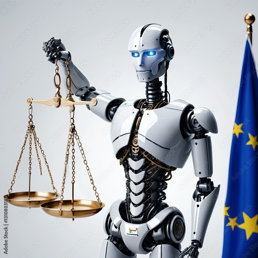 Naklejka premium AI Robot Justice
