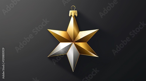 Minimalistic icon of a Christmas tree star in gold and silver, clean lines, elegant design,