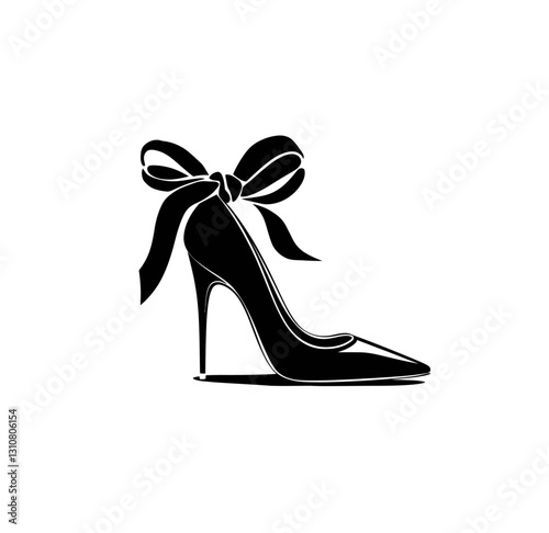 Stiletto heel shoes icon vector in black color with white background. Ladies high heel shoes.