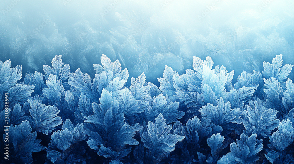 Abstract frozen leaf pattern in icy blue tones with a subtle frosted effect. Abstract frozen leaf pattern in icy blue tones with a subtle frosted effect.