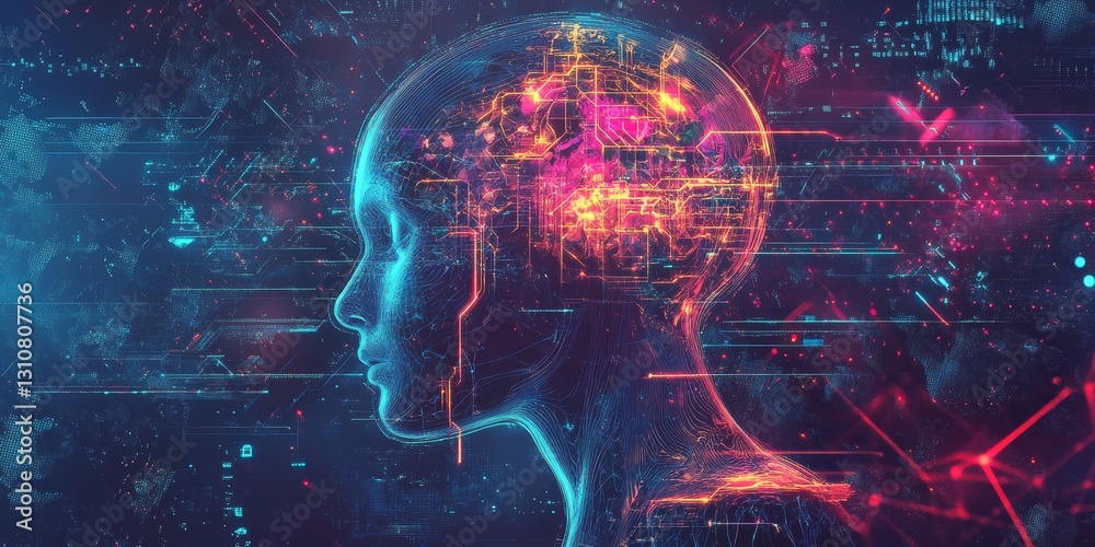 Futuristic Concept of Artificial Intelligence in Human Head Futuristic Concept of Artificial Intelligence in Human Head