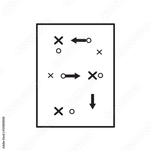 Vector illustration of football coach strategy board outline design, pass breakthrough tactics,