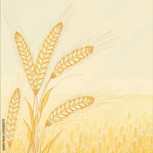 Wheat Field Artwork in Muted Yellow Tones