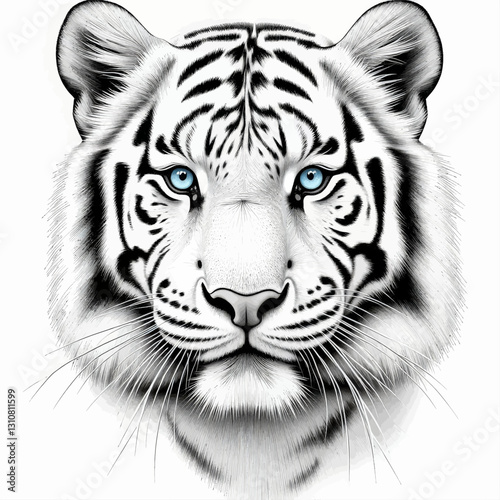 White Tiger with Striking Blue Eyes
