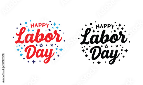 Happy Labor Day hand lettering. United States Labor Day festive graphic design for holiday greetings and invitations. Vector illustration.