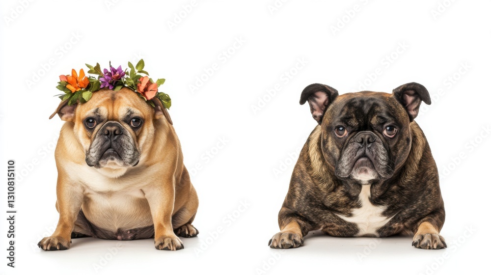 Obraz premium two adorable french bulldogs posing for the camera