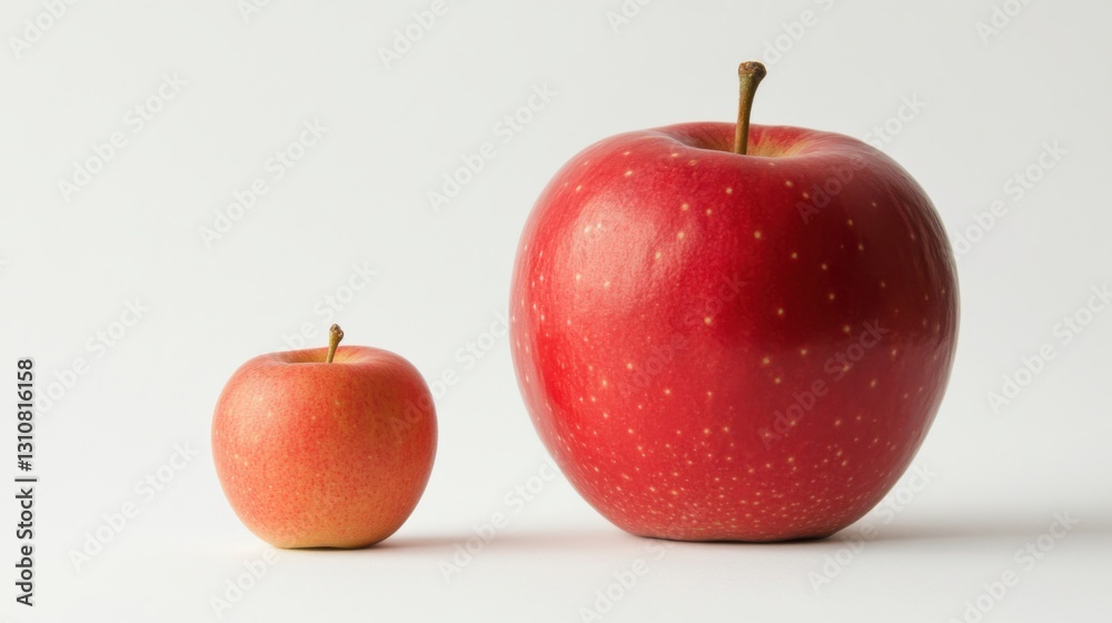two apples big and small on white background two apples big and small on white background