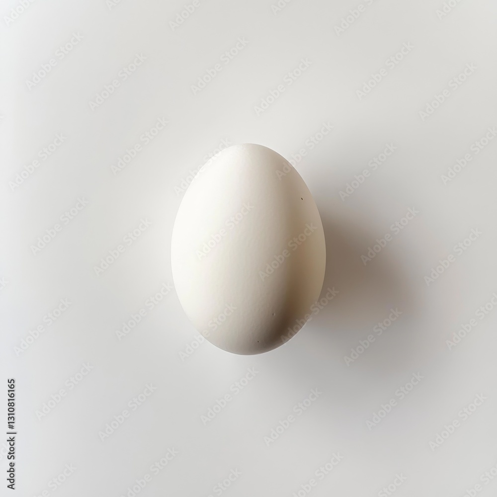 Single White Egg on a Clean, Light Surface: A Minimalist Still Life Composition for Food or Product Photography. Single White Egg on a Clean, Light Surface: A Minimalist Still Life Composition for Food or Product Photography.