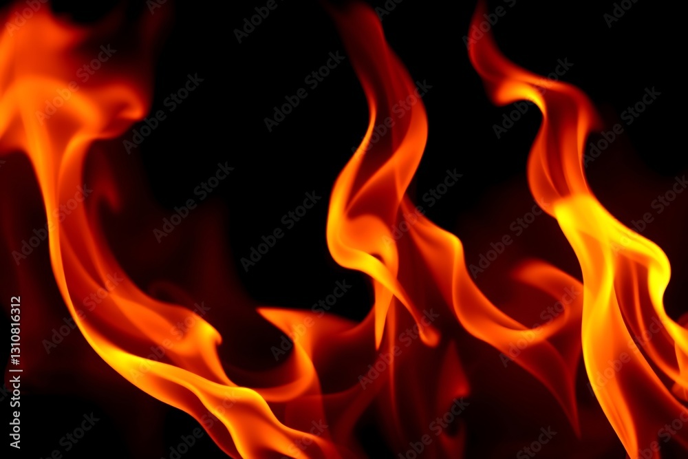 Abstract Flames On Dark Background, Illustrating Heat, Energy, Passion, Danger Or Destruction Concept