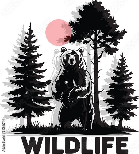 Wild life silhouette illustration vector .