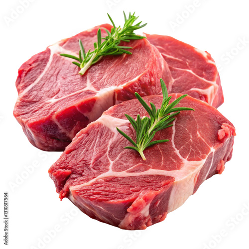 A piece of raw meat isolated on a white background. Ideal for food, butchery, and meat industry content.
